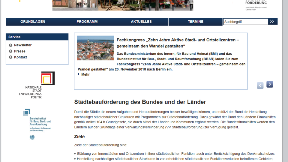 Städtebauförderung Bund und Länder